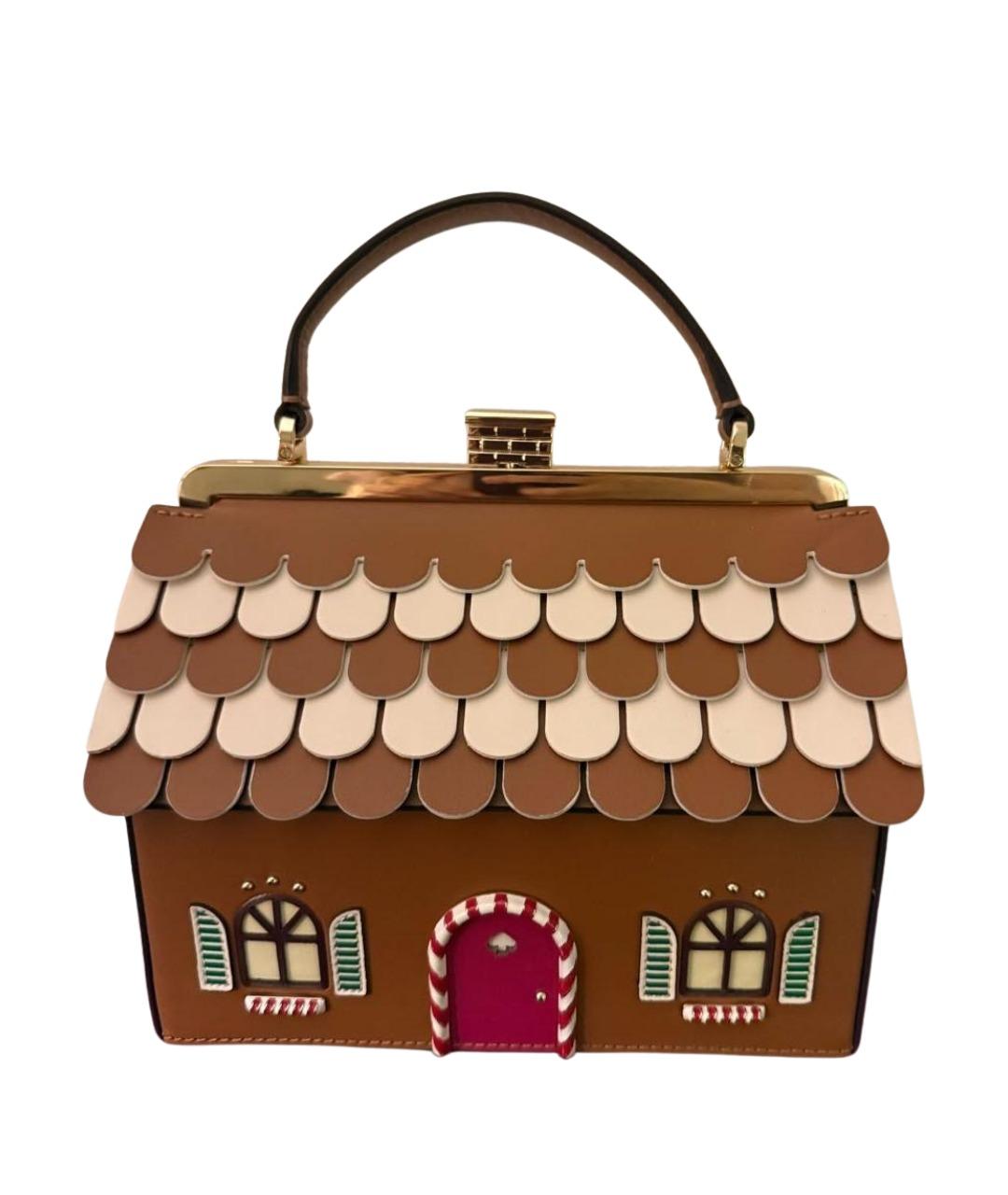 KATE SPADE Коричневая кожаная сумка с короткими ручками, фото 1