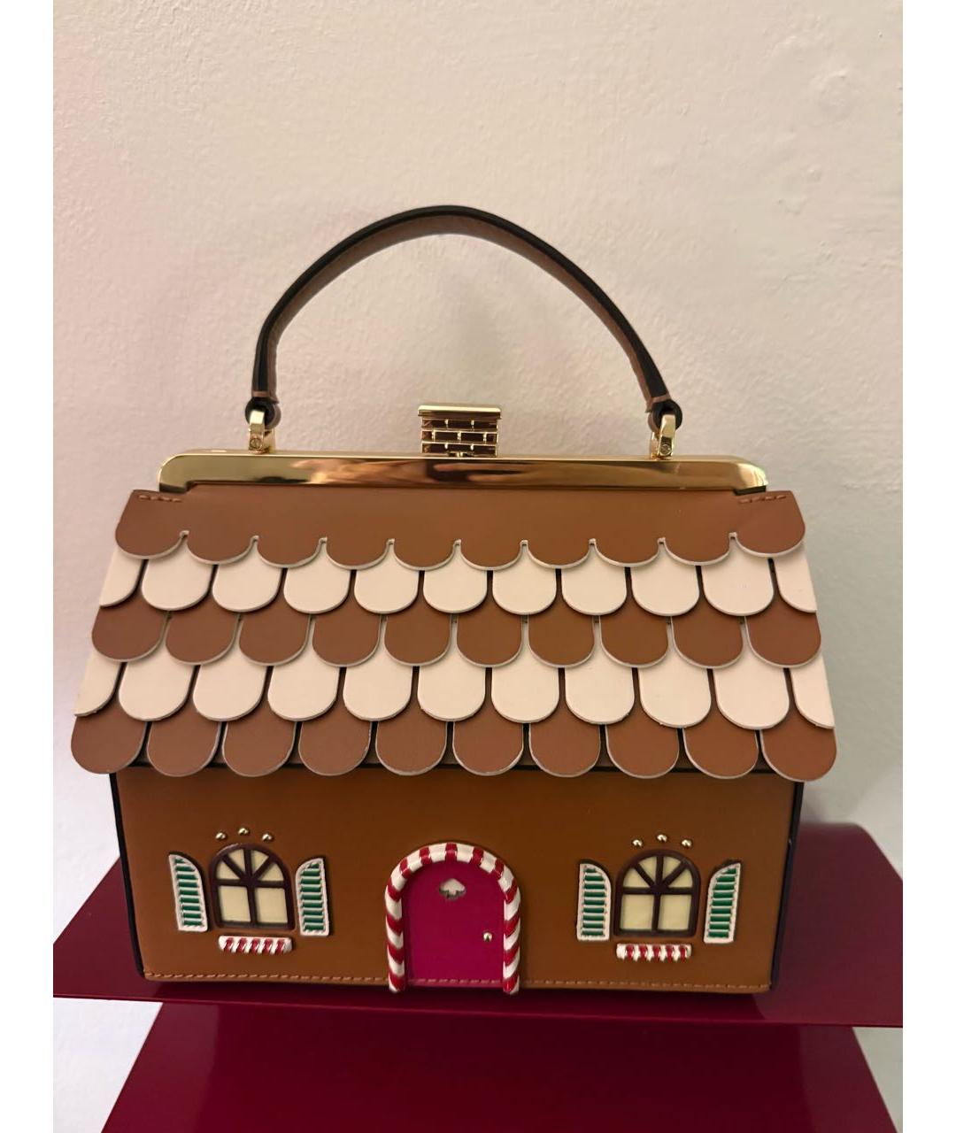 KATE SPADE Коричневая кожаная сумка с короткими ручками, фото 9