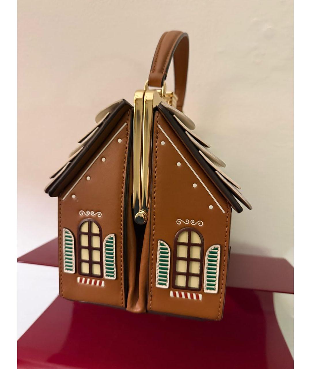 KATE SPADE Коричневая кожаная сумка с короткими ручками, фото 3