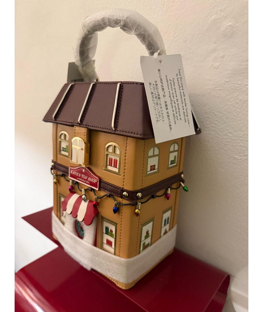 KATE SPADE Коричневая кожаная сумка с короткими ручками, фото 3