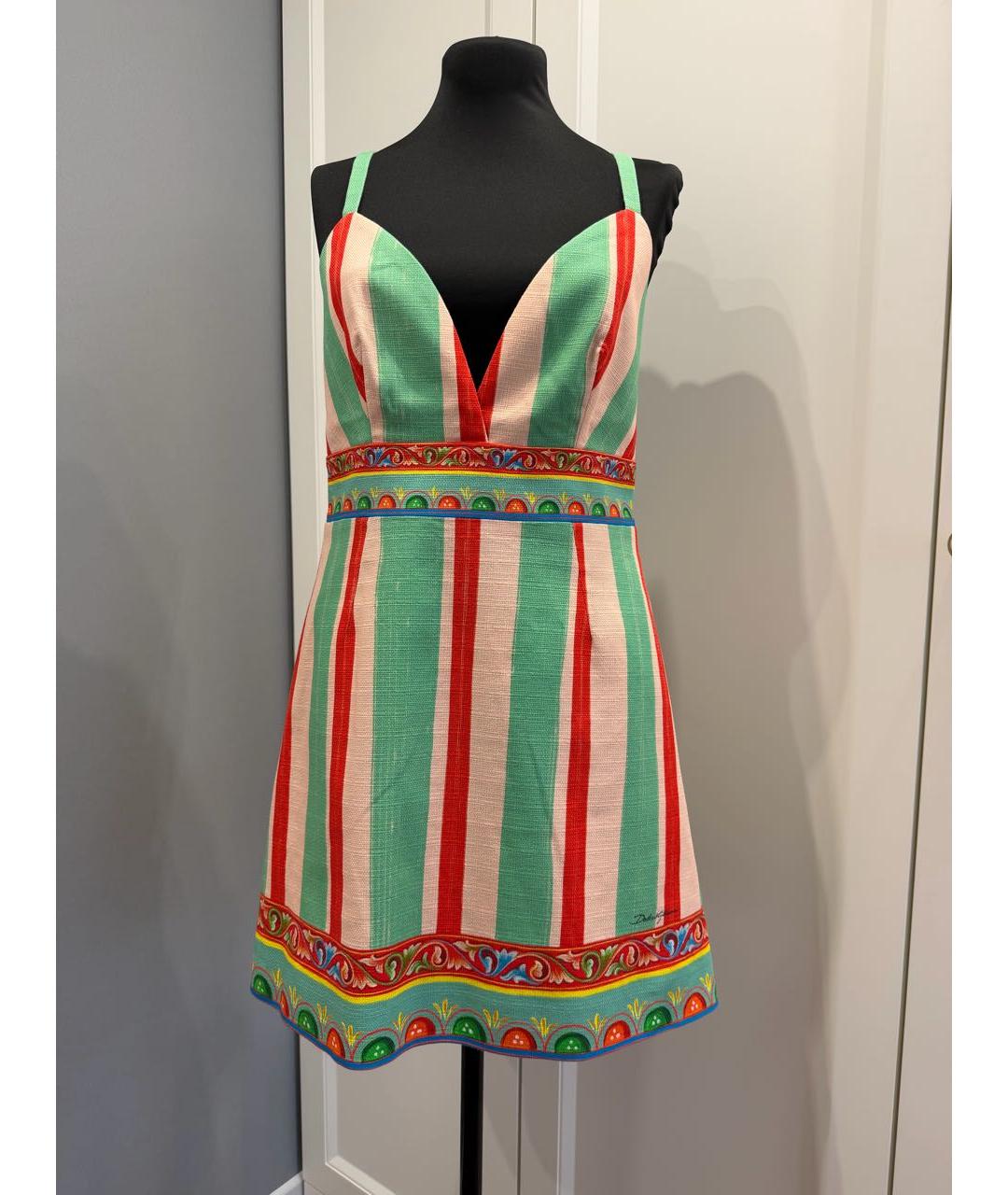 DOLCE&GABBANA Мульти хлопковое повседневное платье, фото 4