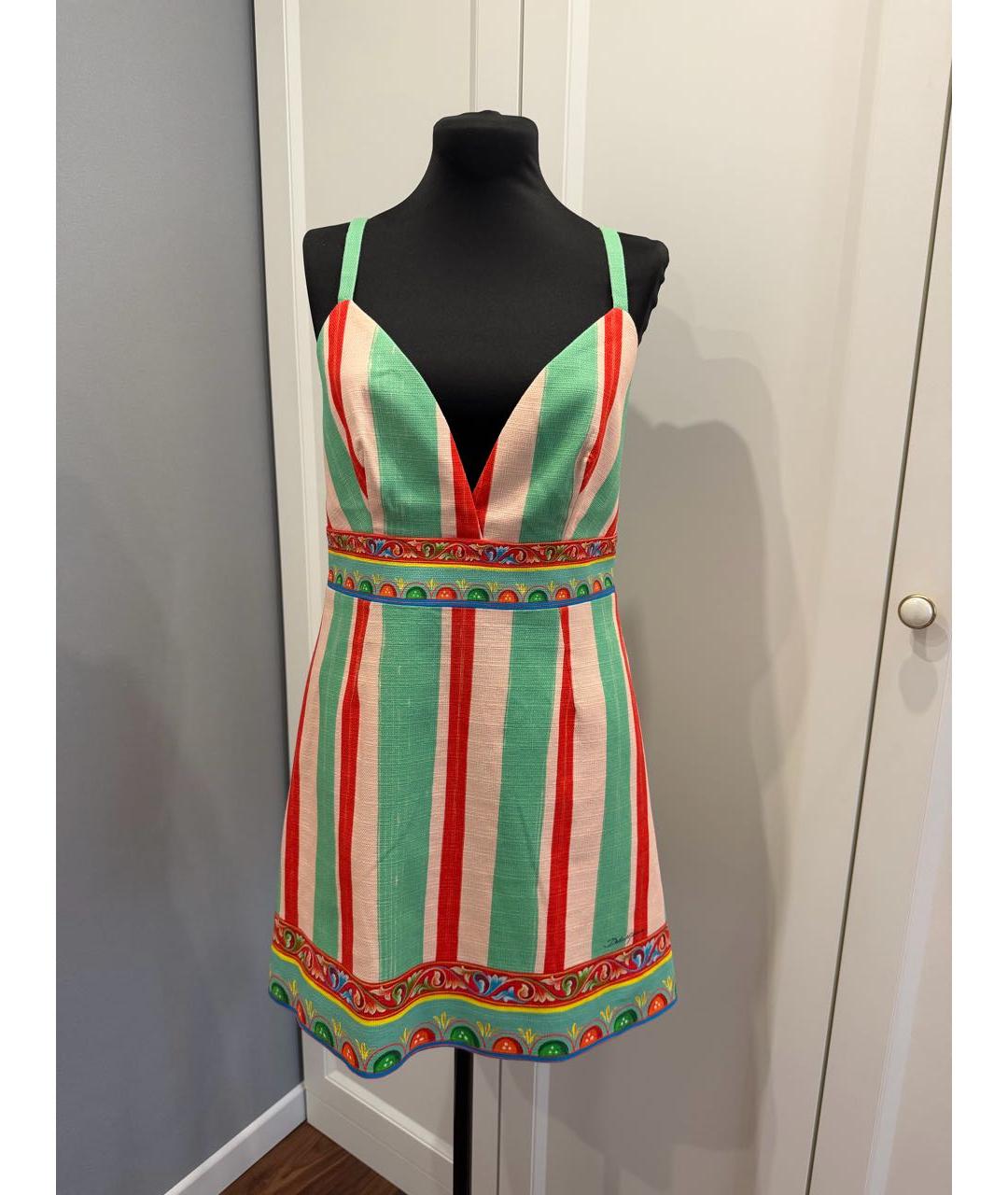 DOLCE&GABBANA Мульти хлопковое повседневное платье, фото 3