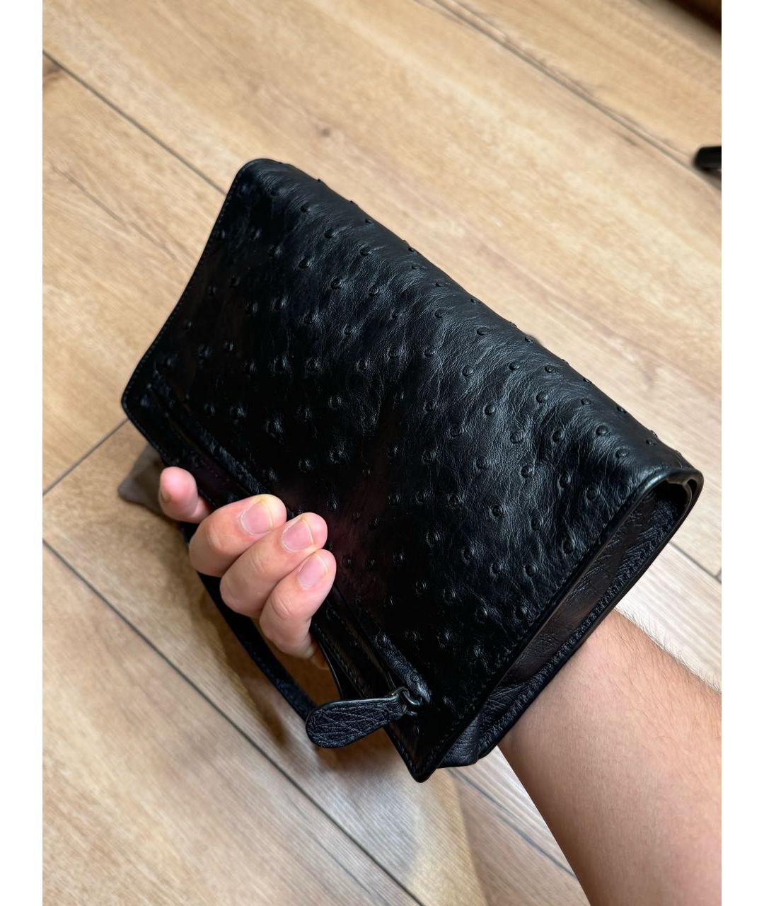 BOTTEGA VENETA Черный кошелек из кожи страуса, фото 7