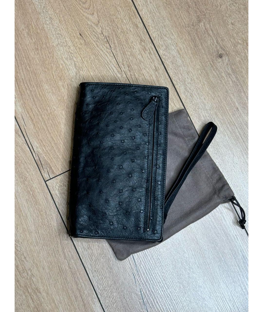 BOTTEGA VENETA Черный кошелек из кожи страуса, фото 2