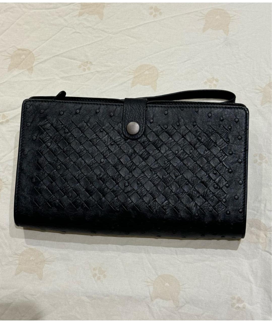 BOTTEGA VENETA Черный кошелек из кожи страуса, фото 9