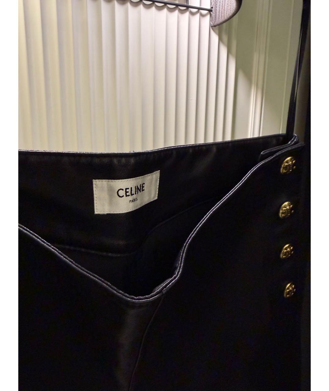 CELINE Черные кожаные брюки узкие, фото 4