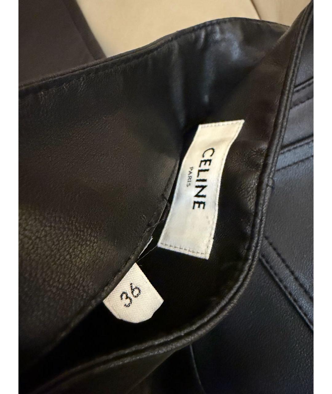 CELINE Черные кожаные брюки узкие, фото 8