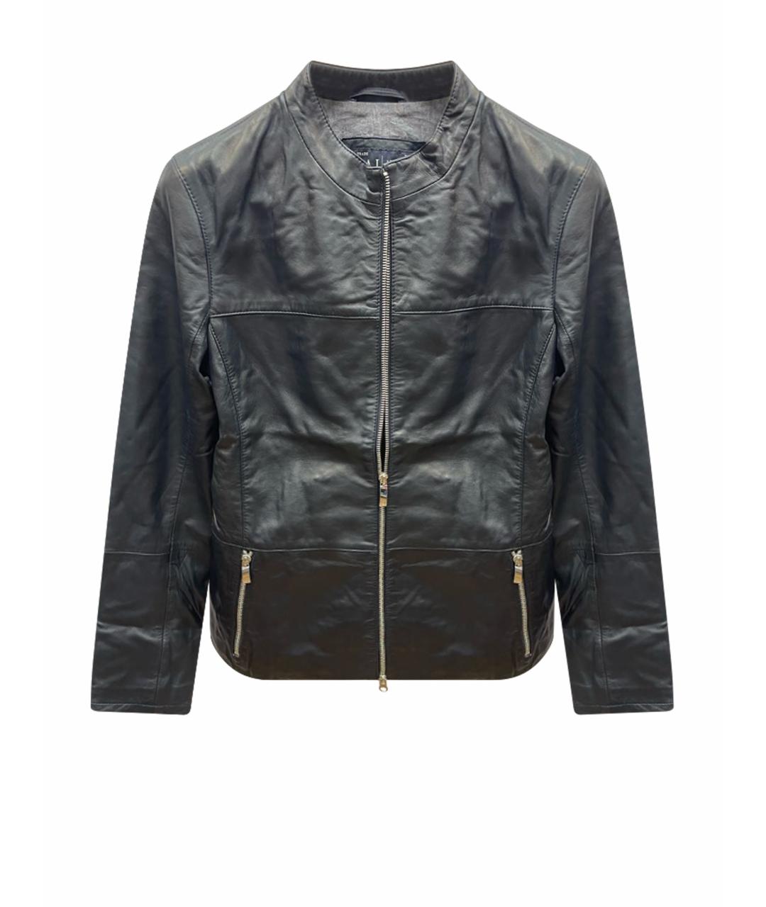 ARMANI JEANS Темно-синяя кожаная куртка, фото 1