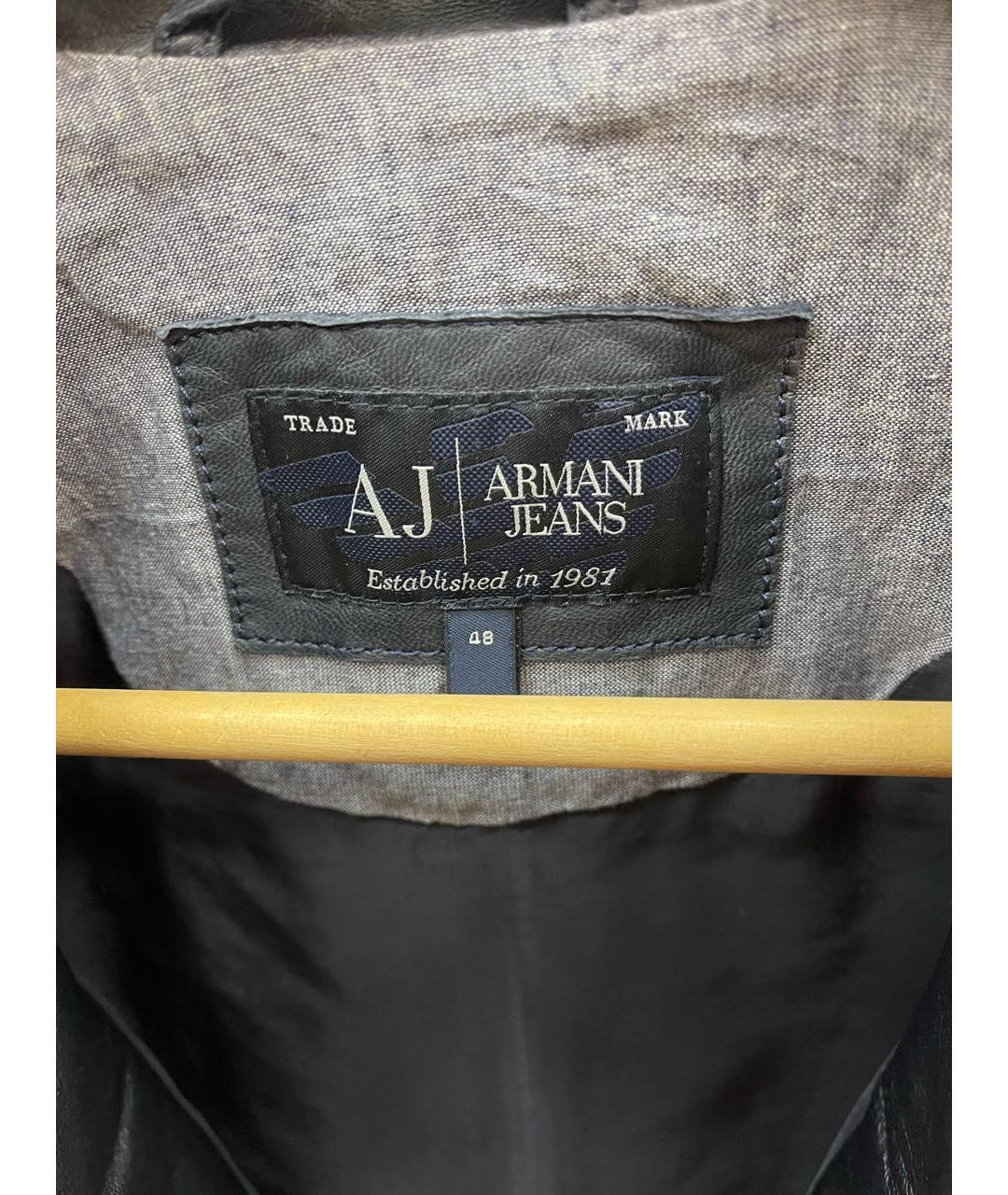 ARMANI JEANS Темно-синяя кожаная куртка, фото 3
