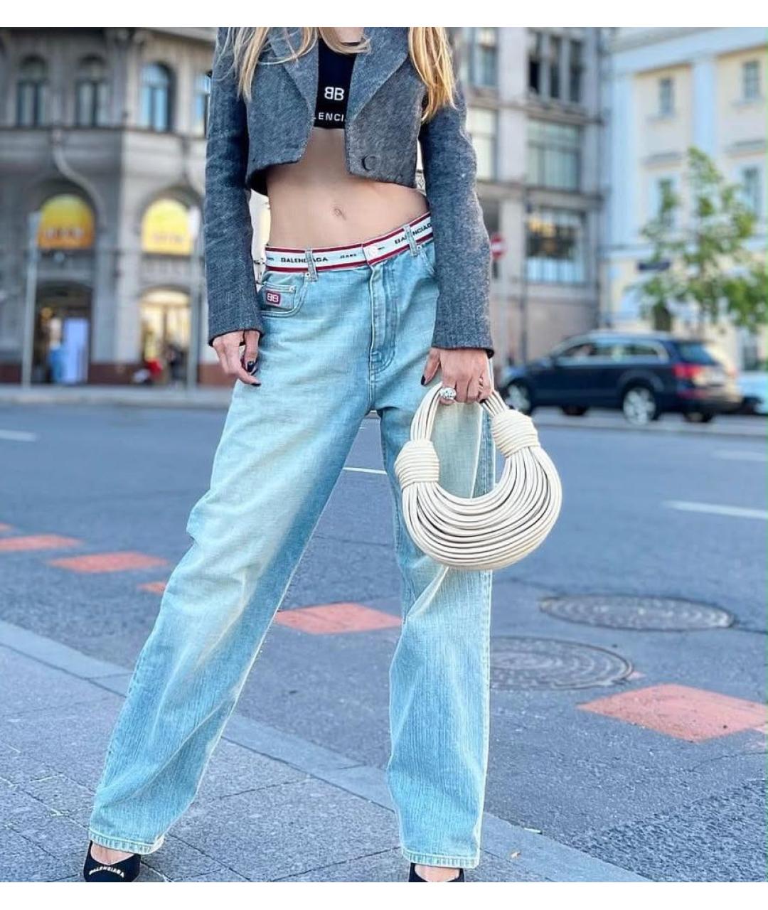 BALENCIAGA Голубые хлопковые прямые джинсы, фото 2