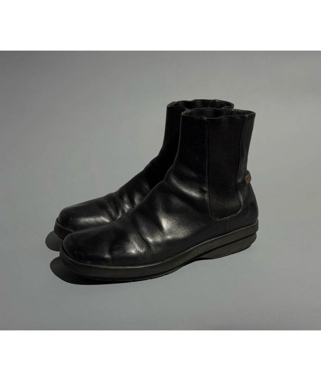 GUCCI Черные кожаные ботинки, фото 9
