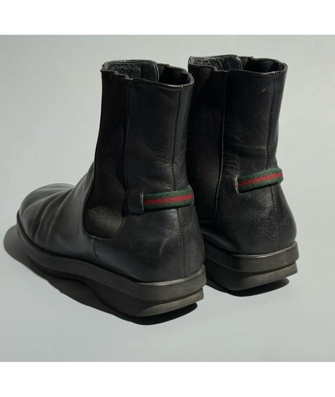 GUCCI Черные кожаные ботинки, фото 3