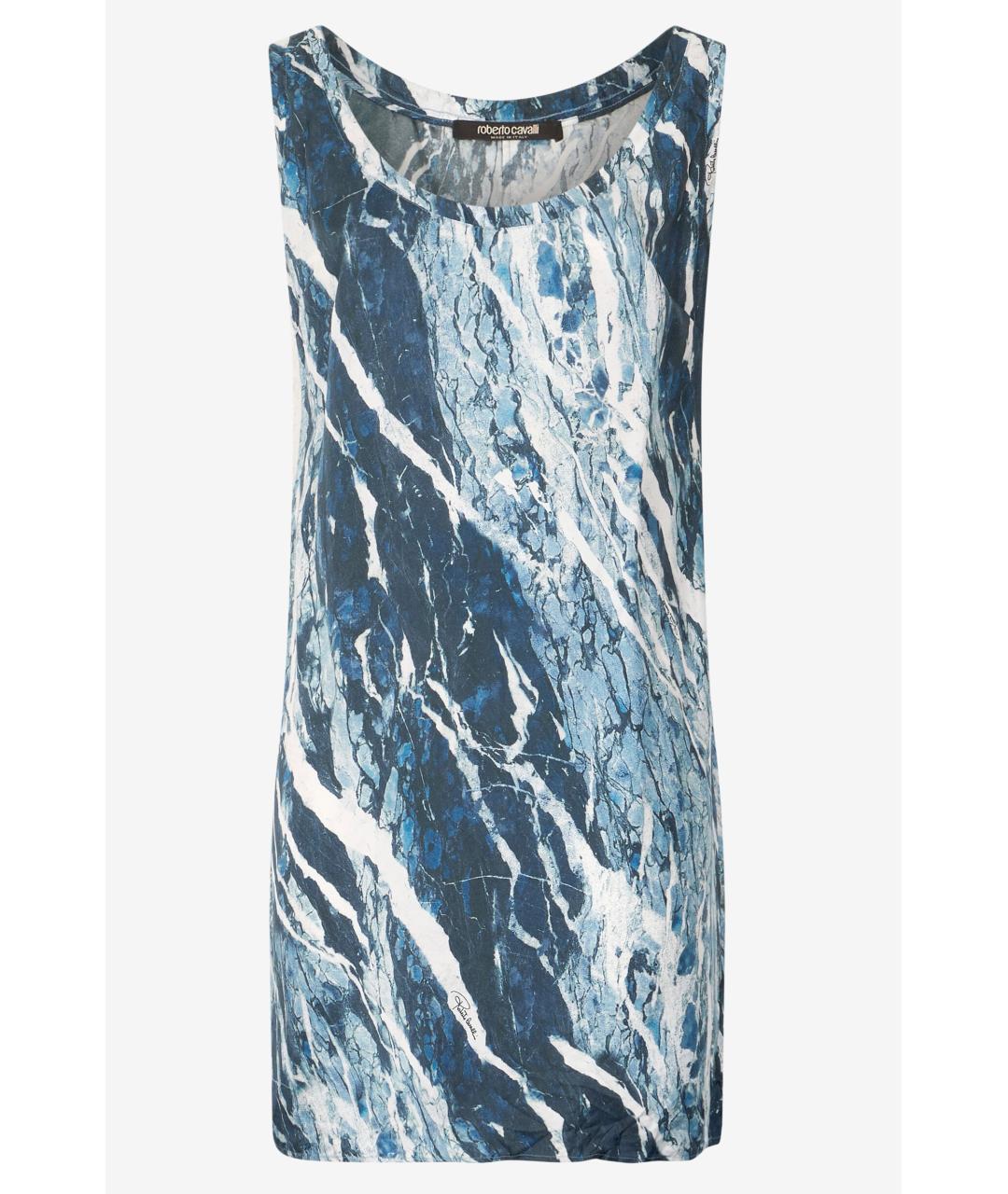 ROBERTO CAVALLI Синее шелковое коктейльное платье, фото 6