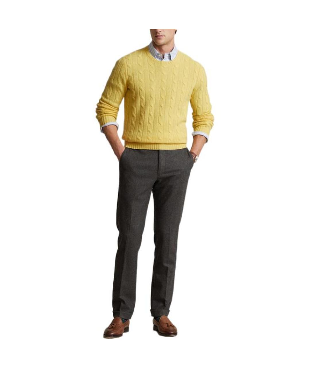 POLO RALPH LAUREN Желтый кашемировый джемпер / свитер, фото 2