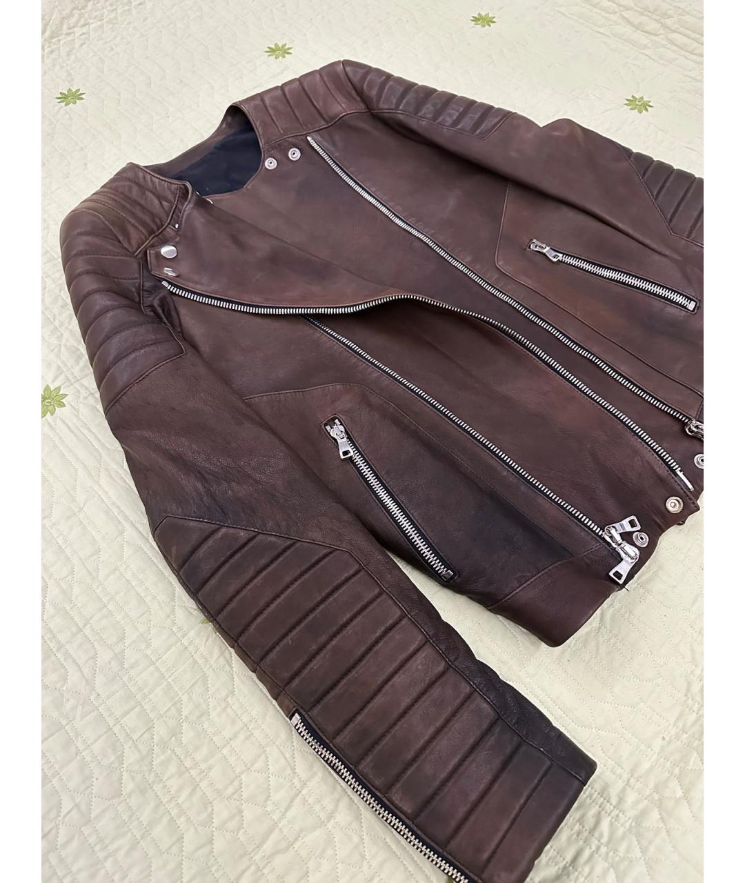 BALMAIN Коричневая кожаная куртка, фото 7