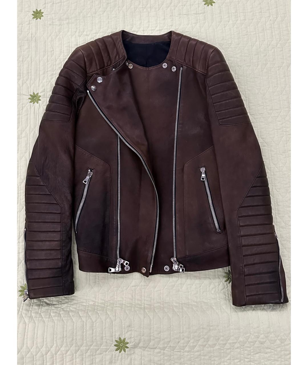 BALMAIN Коричневая кожаная куртка, фото 4