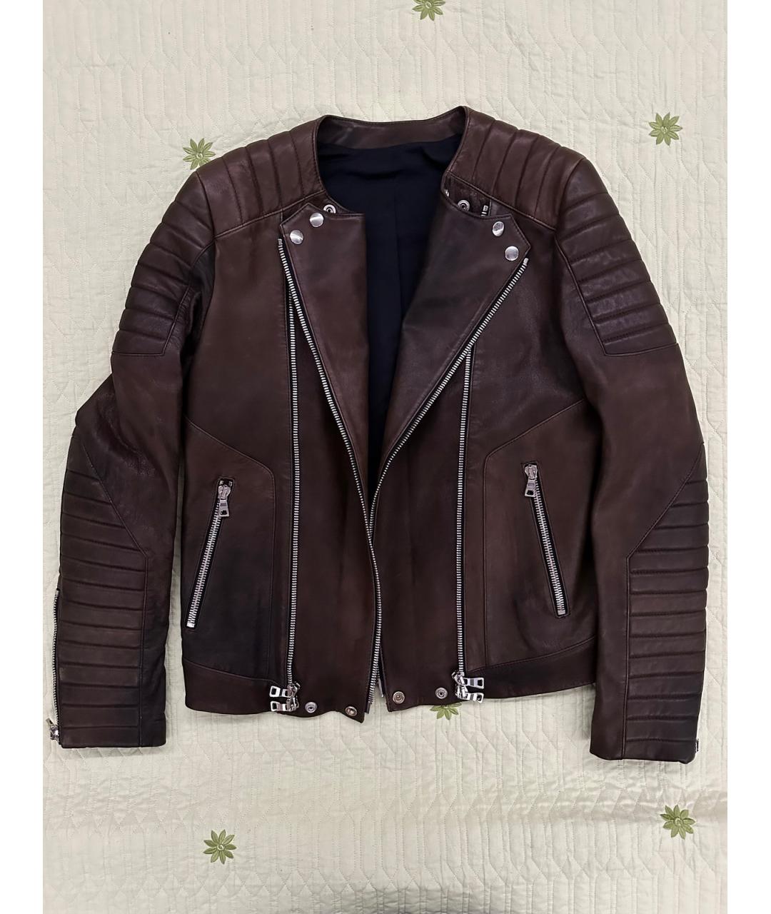 BALMAIN Коричневая кожаная куртка, фото 5