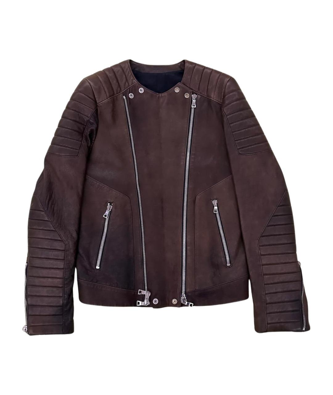 BALMAIN Коричневая кожаная куртка, фото 1