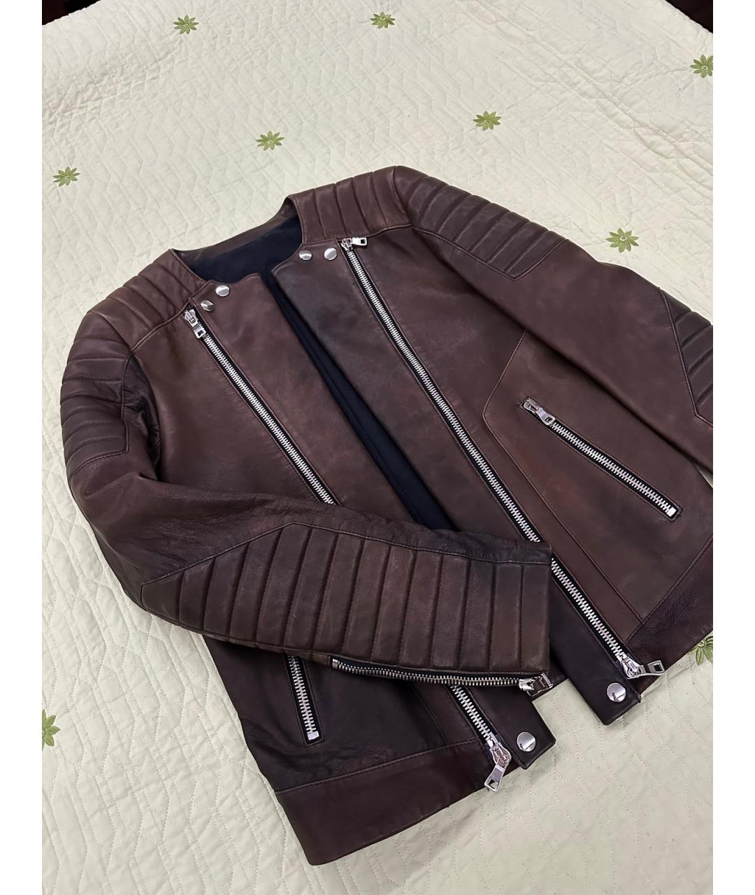 BALMAIN Коричневая кожаная куртка, фото 6