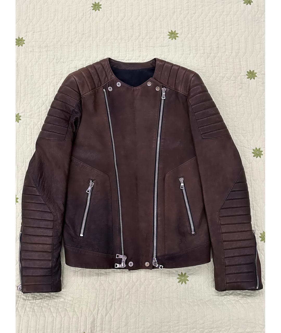 BALMAIN Коричневая кожаная куртка, фото 10