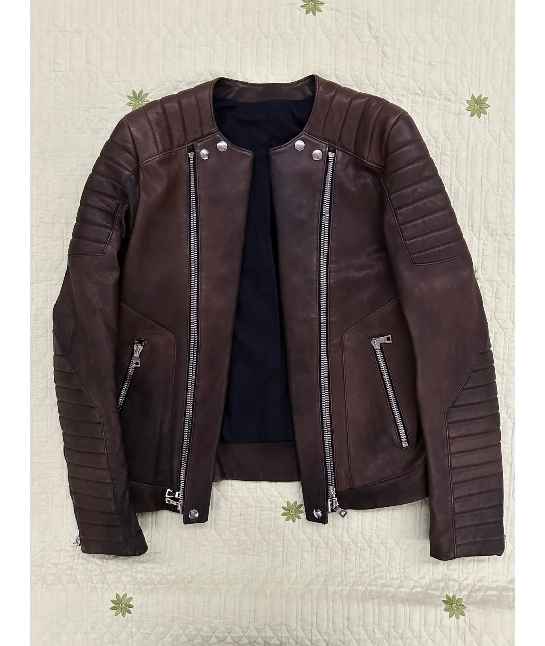 BALMAIN Коричневая кожаная куртка, фото 2
