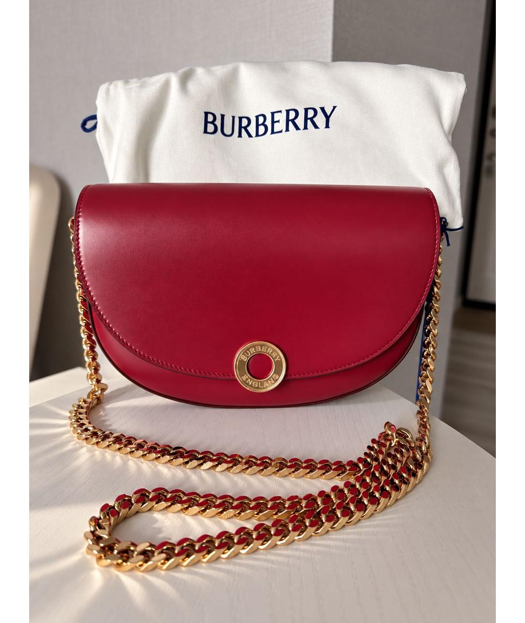 BURBERRY Бордовая кожаная сумка через плечо, фото 7