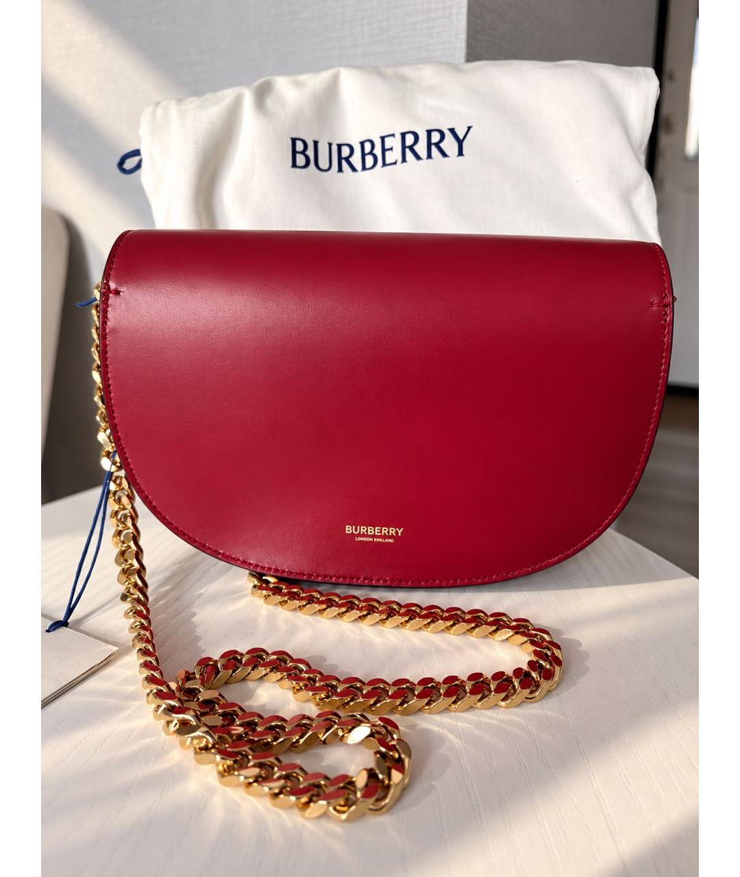 BURBERRY Бордовая кожаная сумка через плечо, фото 2