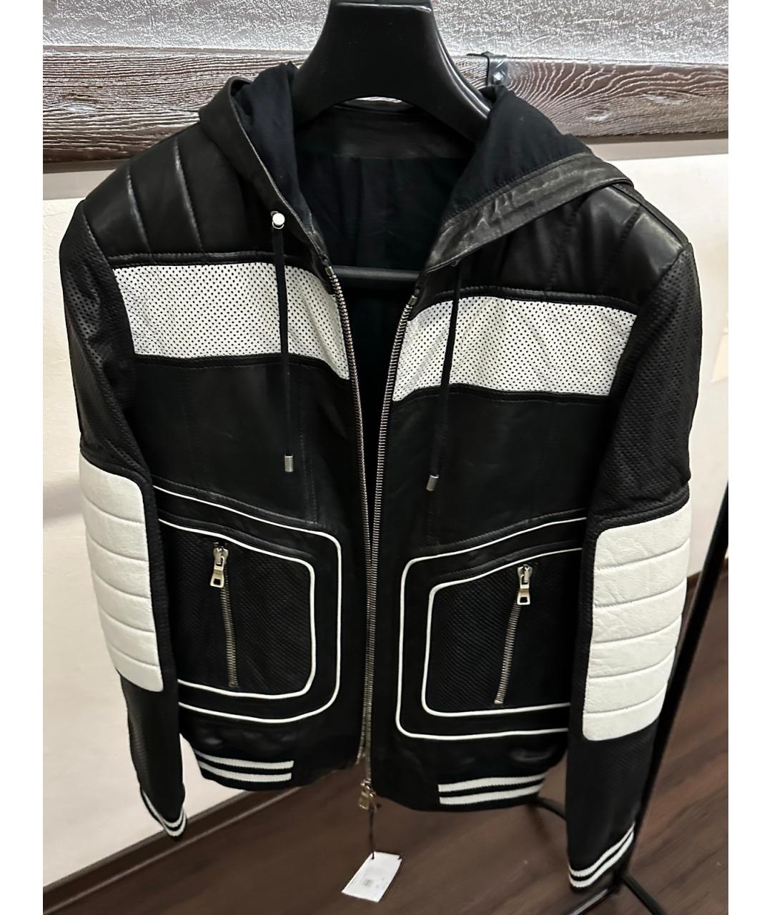 BALMAIN Черная кожаная куртка, фото 2