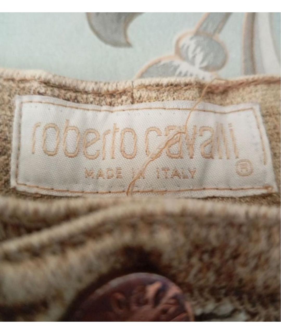 ROBERTO CAVALLI Бежевые хлопко-эластановые прямые джинсы, фото 4