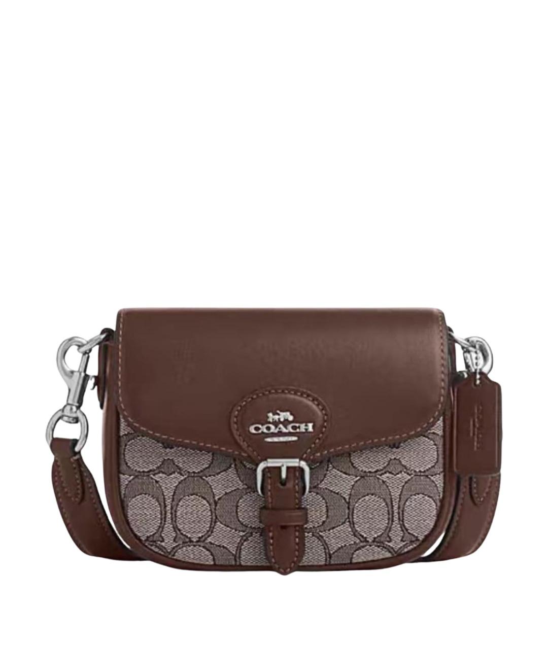 COACH Коричневая сумка через плечо из канвы, фото 1