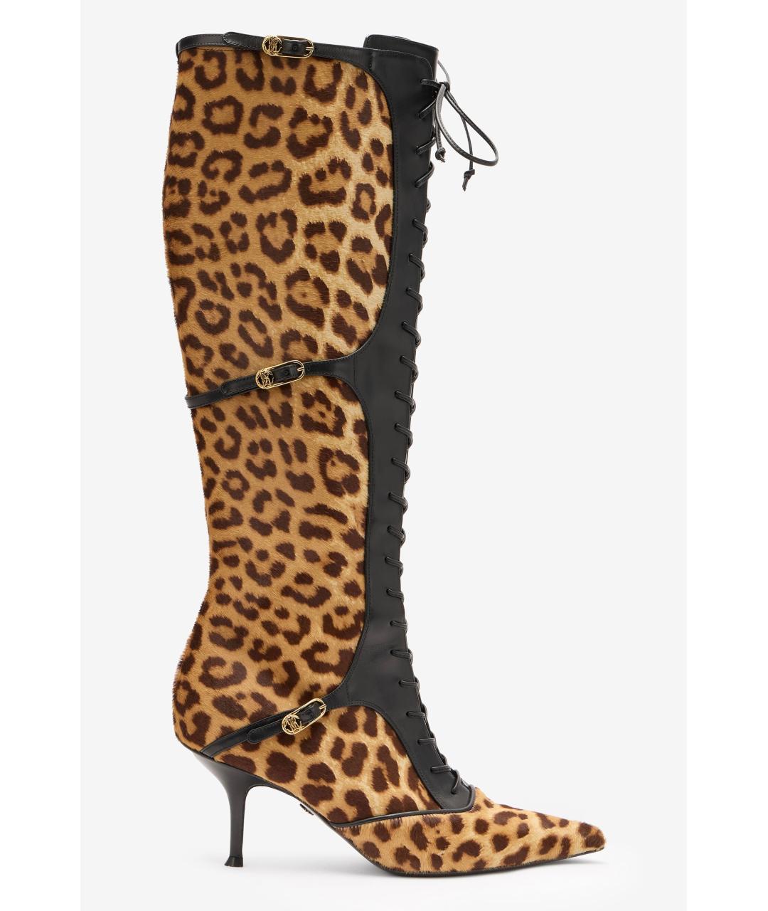 ROBERTO CAVALLI Коричневые кожаные сапоги, фото 6