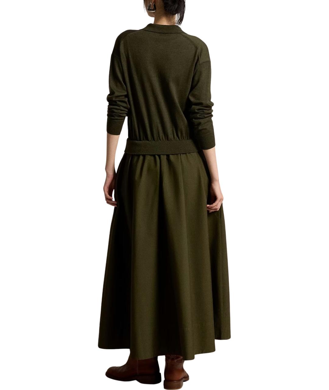 RALPH LAUREN Хаки хлопковое повседневное платье, фото 3