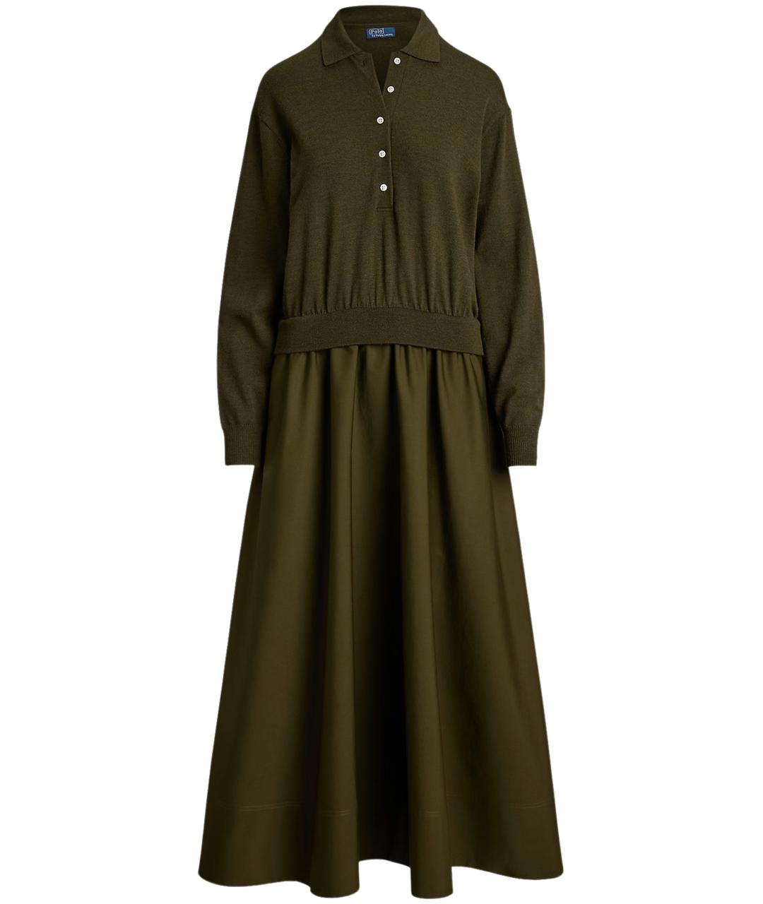 RALPH LAUREN Хаки хлопковое повседневное платье, фото 1