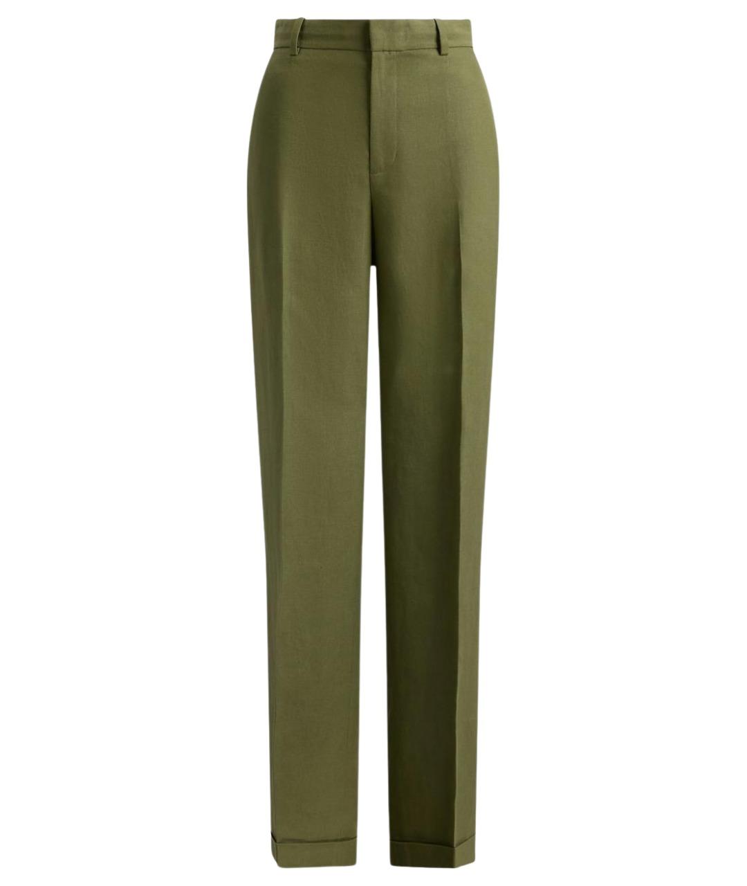 RALPH LAUREN Зеленые льняные прямые брюки, фото 1