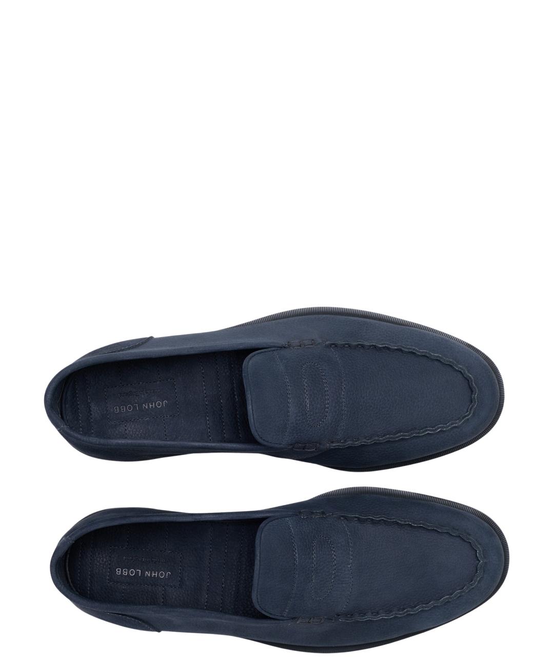 JOHN LOBB Синие кожаные лоферы, фото 3