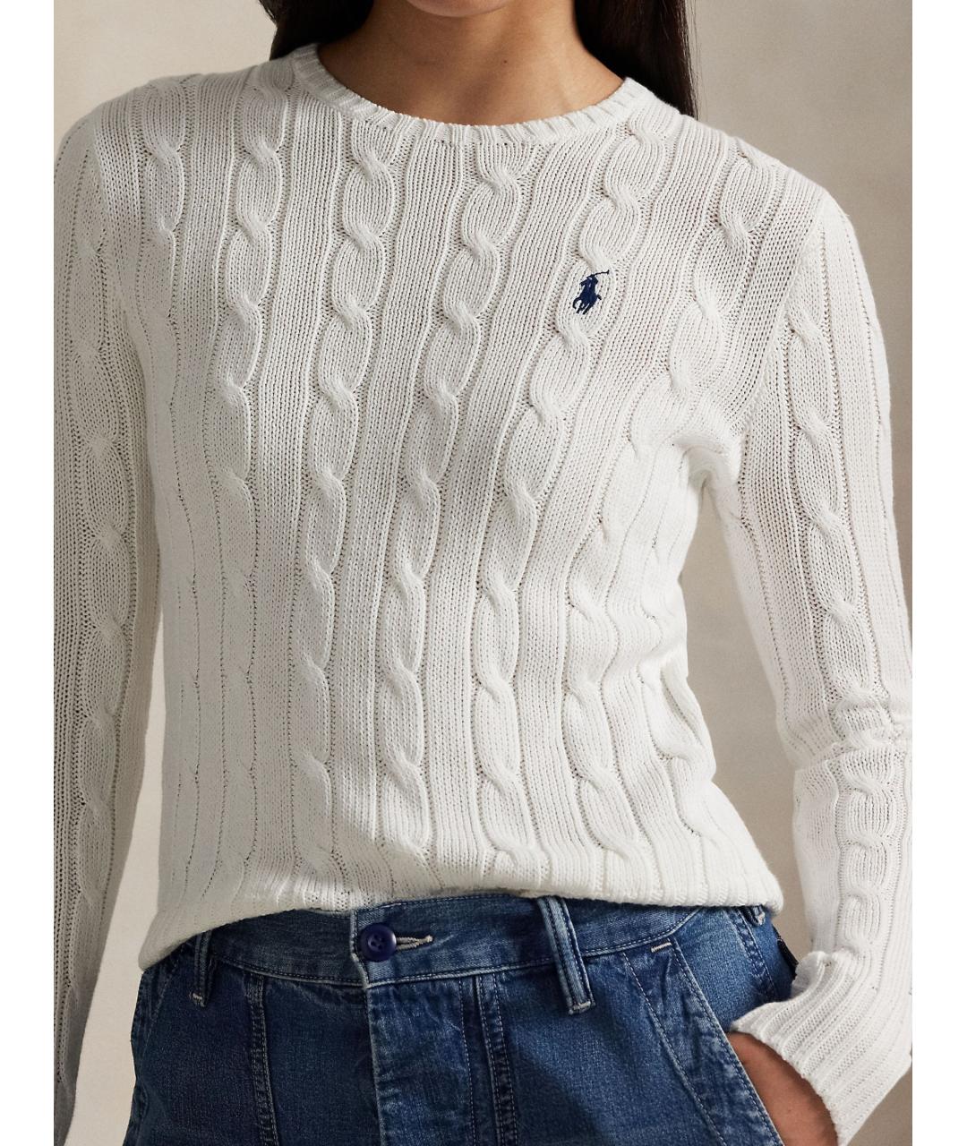 RALPH LAUREN Белый хлопковый джемпер / свитер, фото 4