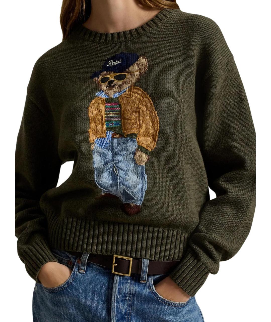 POLO RALPH LAUREN Зеленый хлопковый джемпер / свитер, фото 2