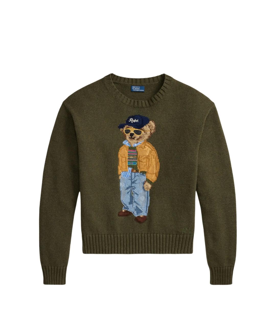 POLO RALPH LAUREN Зеленый хлопковый джемпер / свитер, фото 4