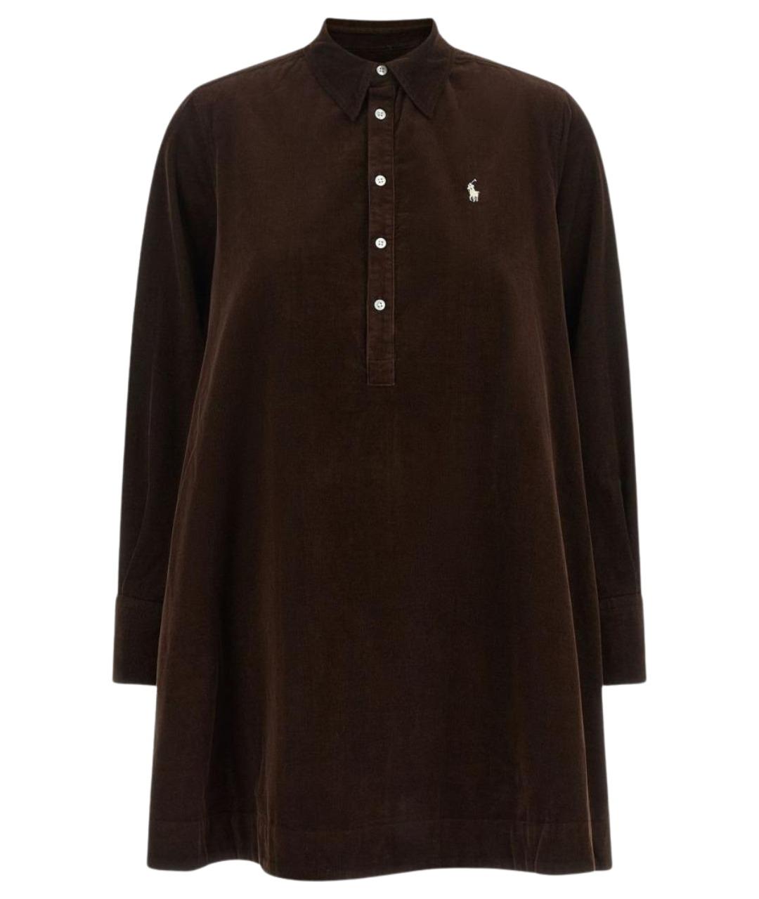 RALPH LAUREN Коричневое хлопковое платье, фото 1