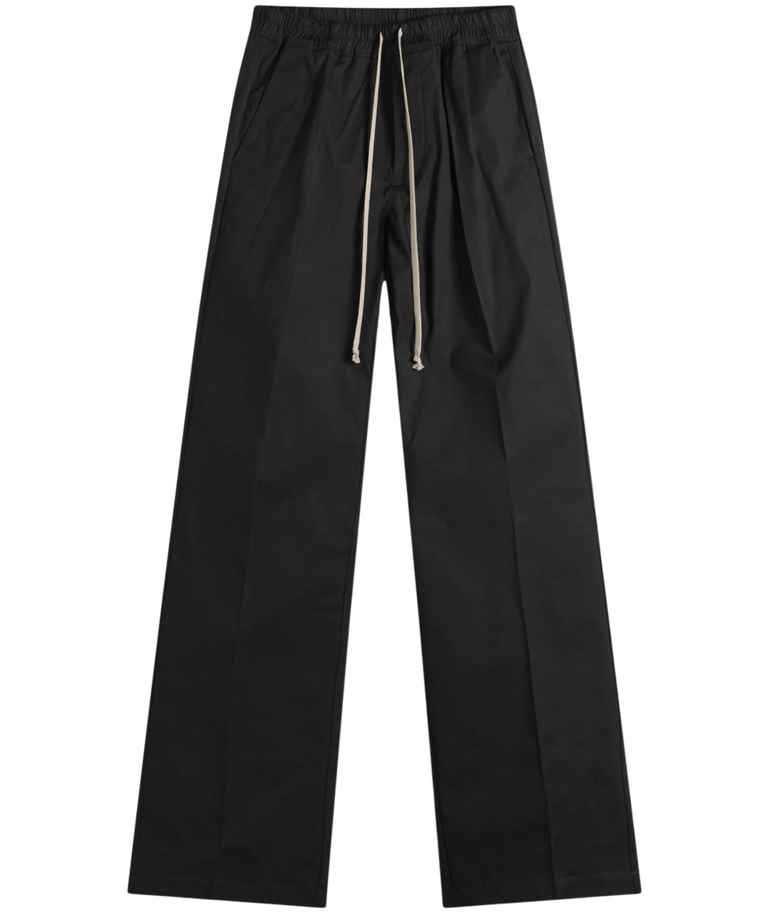 RICK OWENS Черные хлопковые повседневные брюки, фото 1