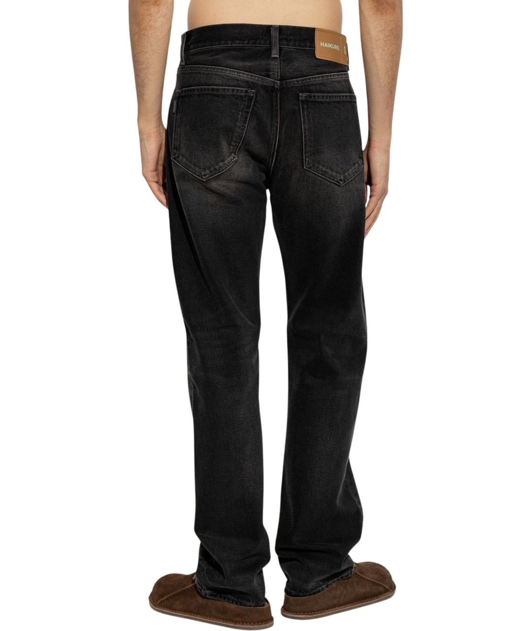 HAIKURE Черные хлопковые прямые джинсы, фото 3