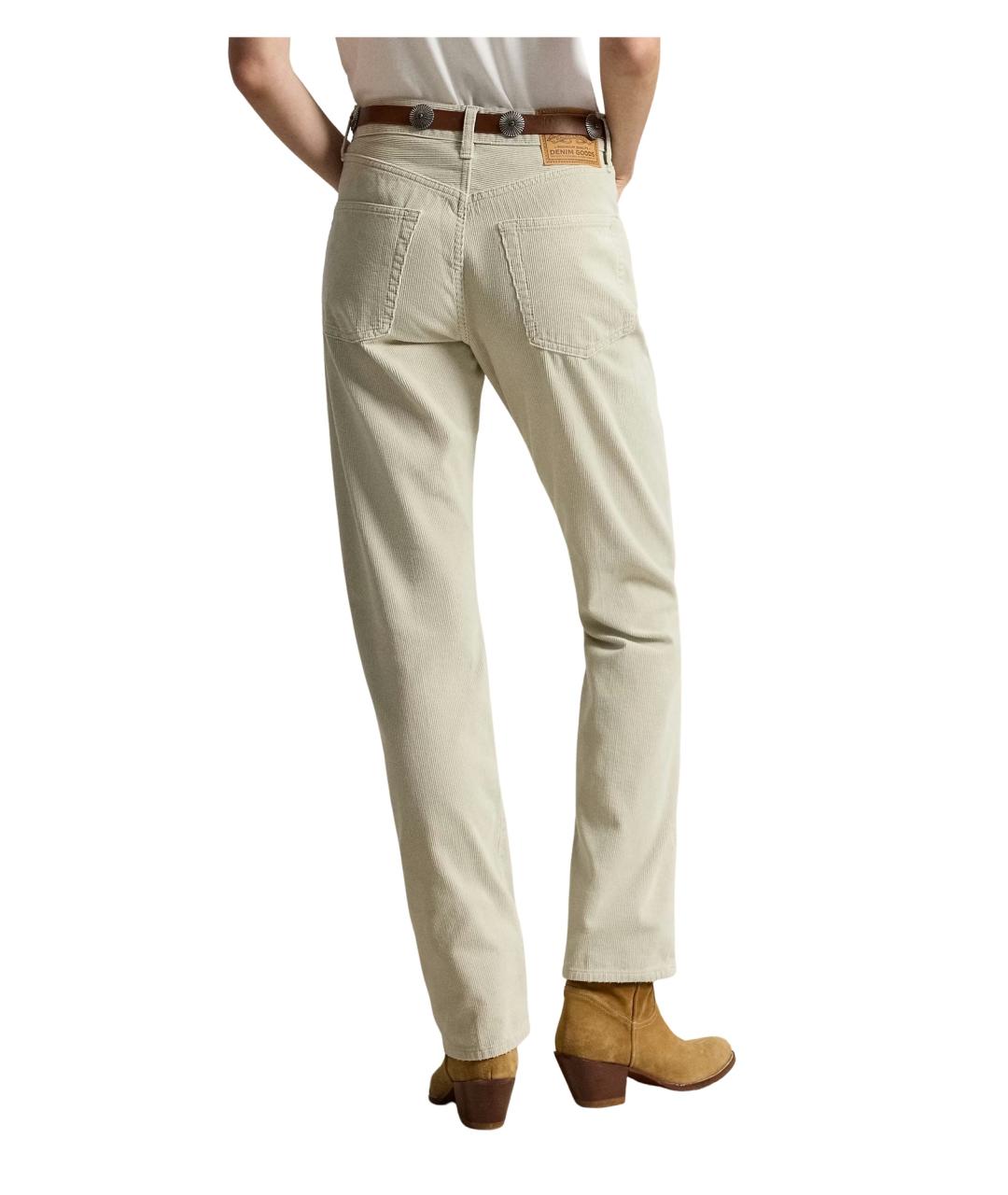 RALPH LAUREN Бежевые хлопковые прямые брюки, фото 3