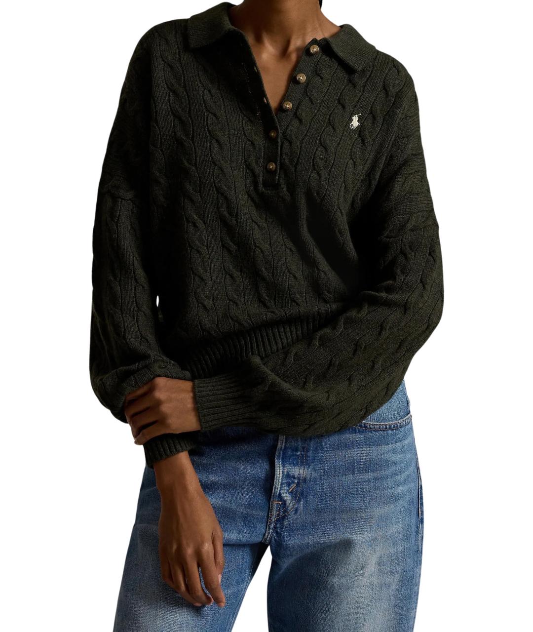 RALPH LAUREN Хаки шерстяной джемпер / свитер, фото 2