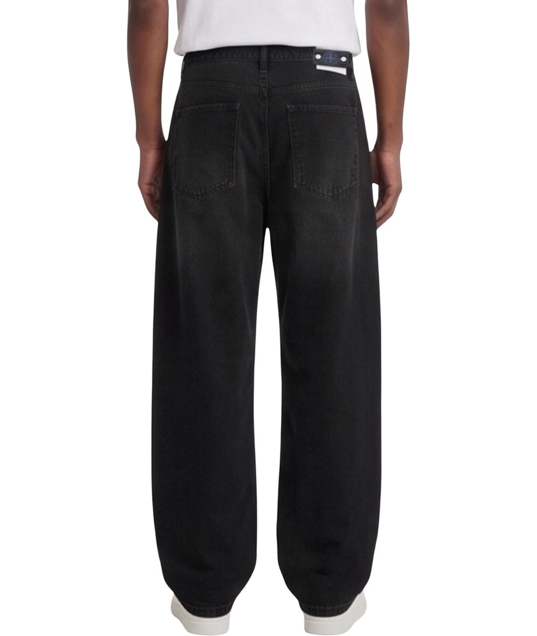 STONE ISLAND Черные хлопковые прямые джинсы, фото 3