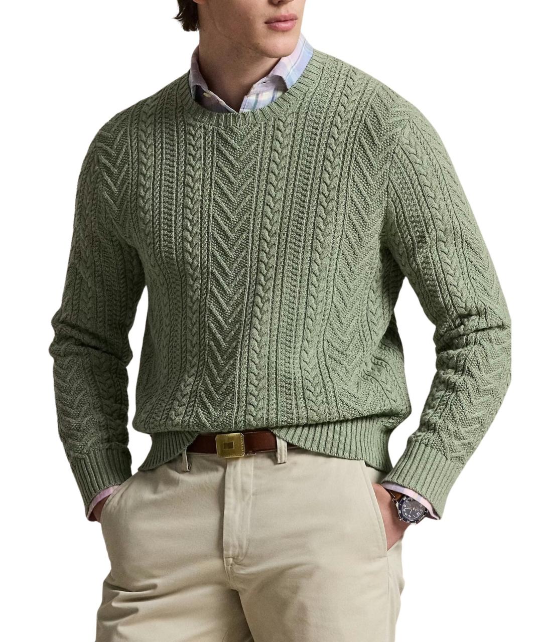 POLO RALPH LAUREN Зеленый хлопковый джемпер / свитер, фото 2