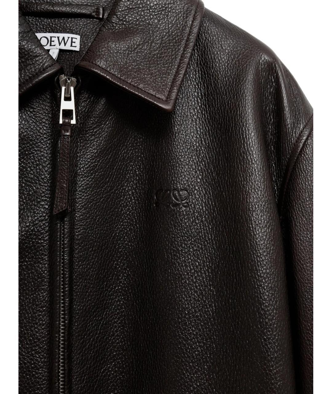 LOEWE Коричневое кожаное пальто, фото 3