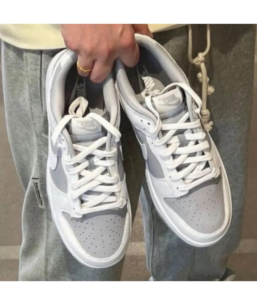 NIKE Серые кожаные низкие кроссовки / кеды, фото 5