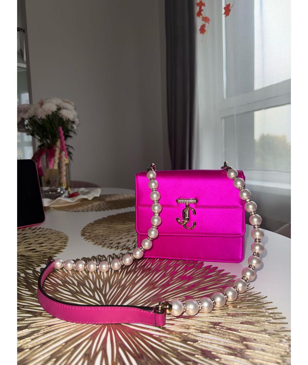 JIMMY CHOO Фуксия шелковая сумка через плечо, фото 5