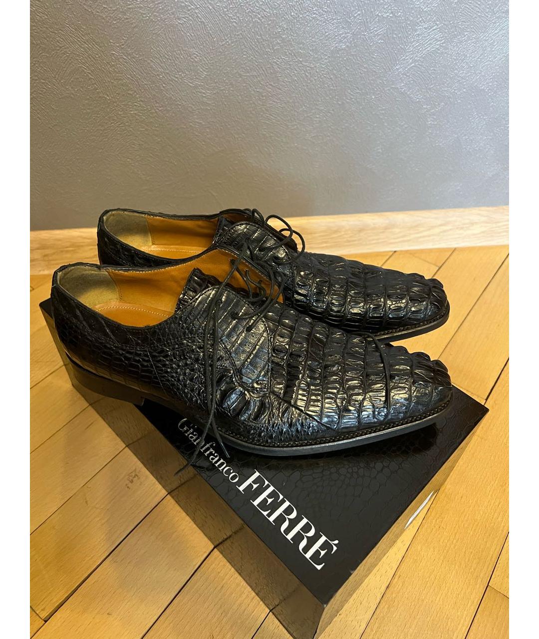 GIANFRANCO FERRE Черные туфли из экзотической кожи, фото 5