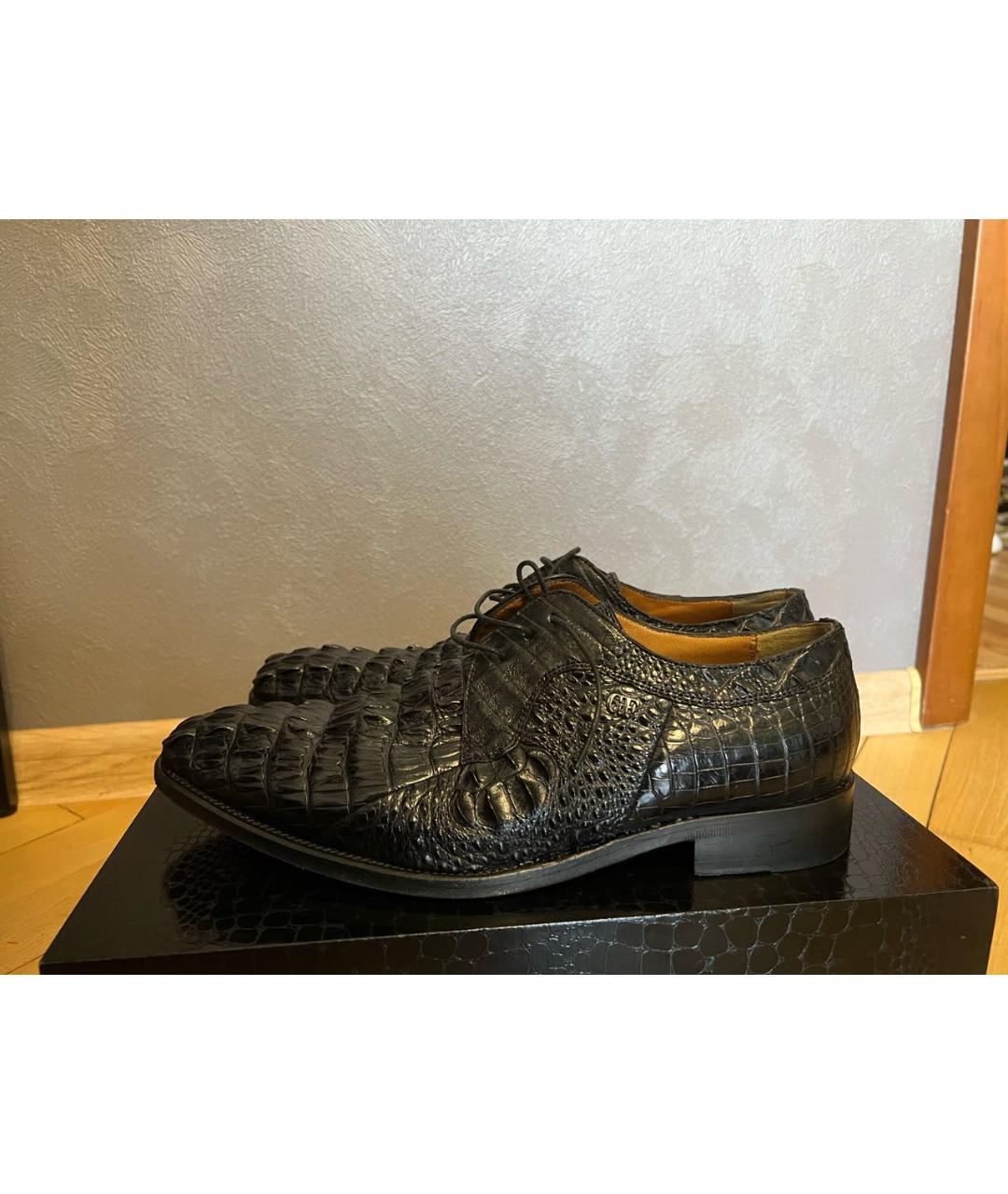 GIANFRANCO FERRE Черные туфли из экзотической кожи, фото 3